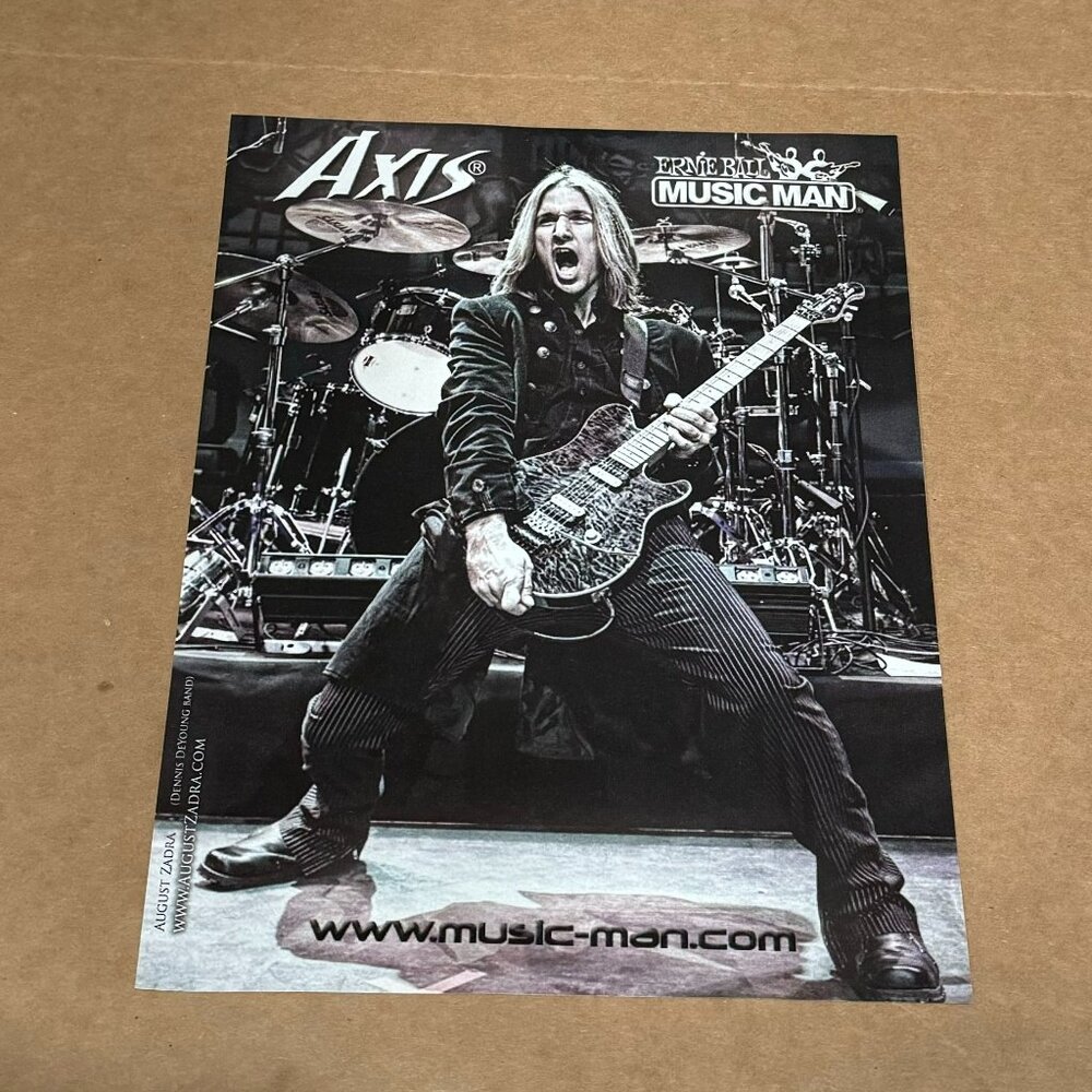 August Zadra of Dennis DeYoung Band - Ernie Ball / Music Man - 2011 Print Ad